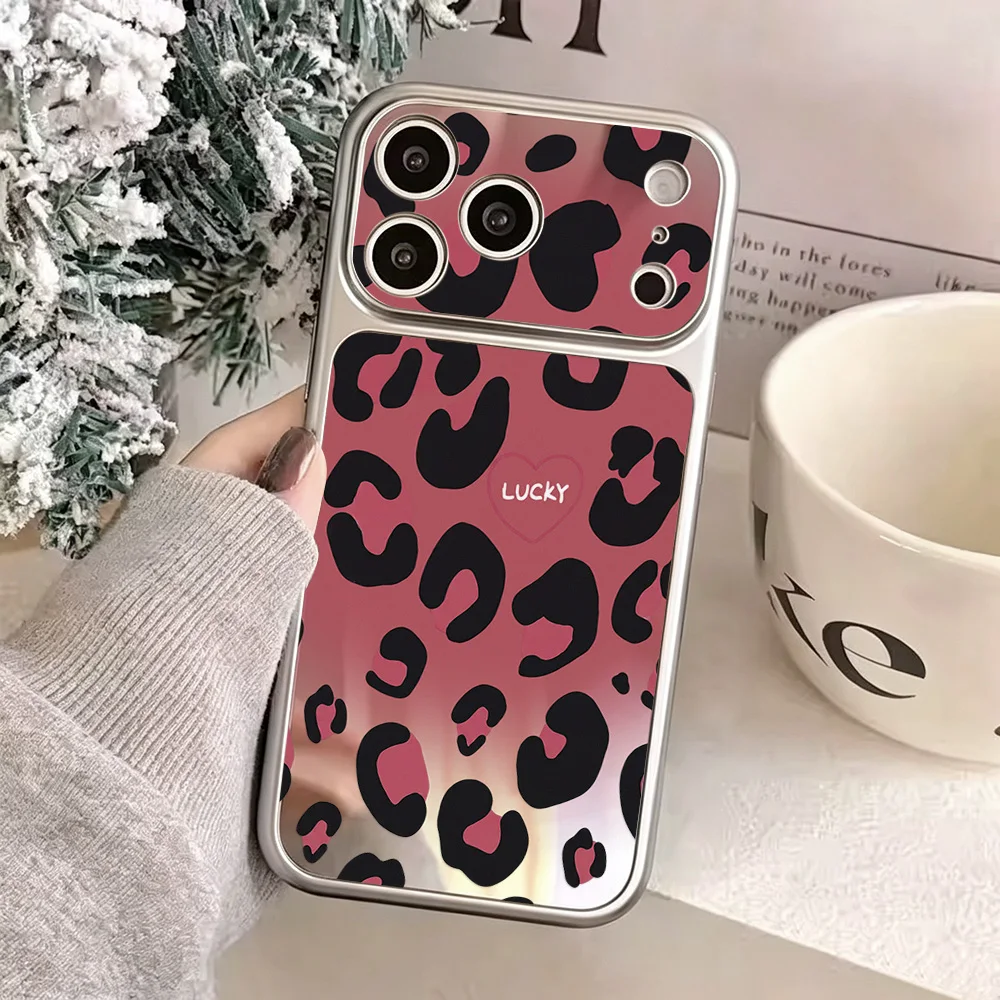 Coque de téléphone léopard avec miroir de maquillage pour iPhone 18 Pro Max 17 13 16 15 14 11 12 18promax 17promax 16promax, coque de protection antichoc