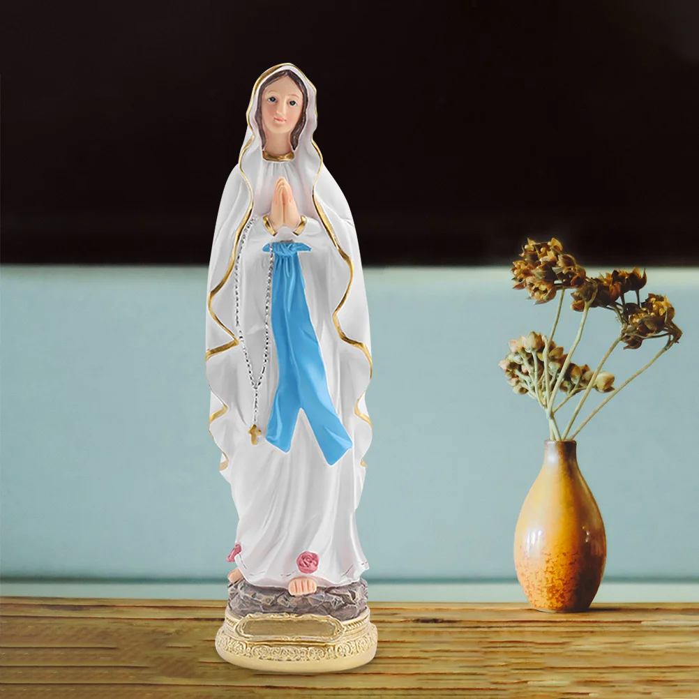 

Virgin Mary Figure Resin High Quality Exquisite Workmanship Home Desktop Shelf Religious Decoration Catholicism Ornament