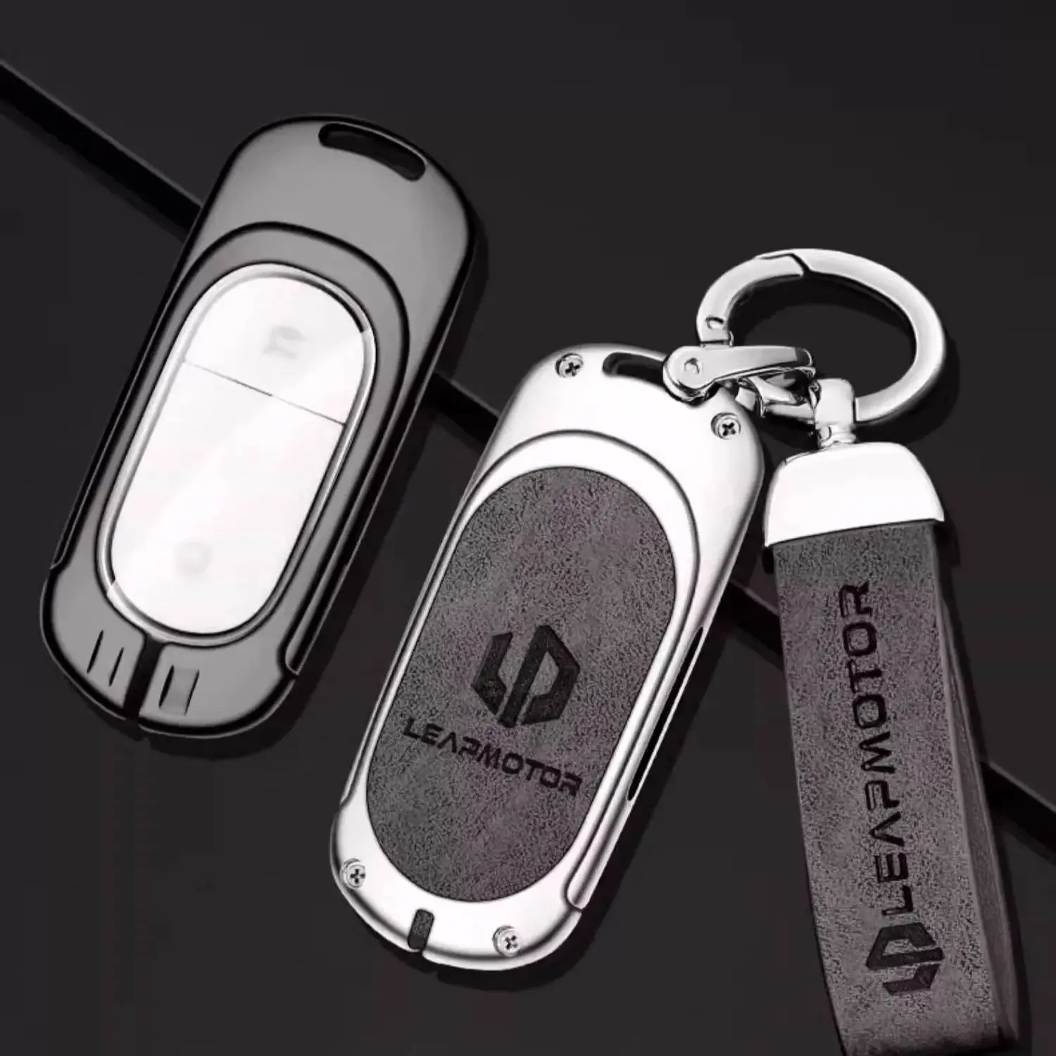 

Alloy Leather Car Smart Remote Key Fob Cover Case Protector Holder Shell For Leapmotor T03 S01 C11 C01 Auto Keychain Accessories