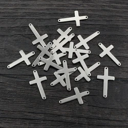 20pcs 20x12mm No Fade 316 Stainless Steel Double Loops Cross Charms Pendant DIY Jewelry Findings Connector for Necklace Bracelet
