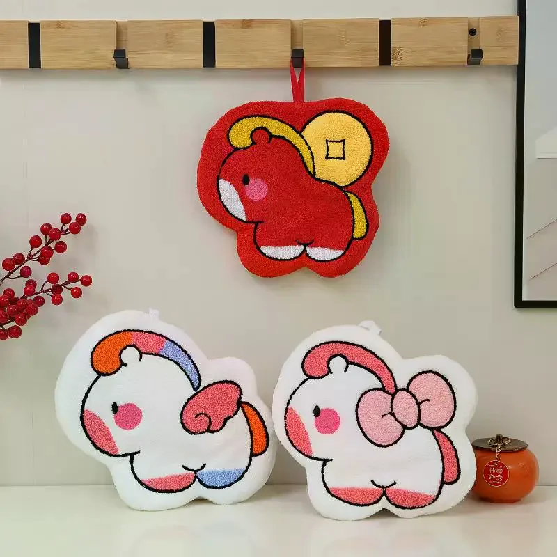 

Новогодний полотенец-талисман «Счастливый пони» из кораллового флиса, большой, утолщенный, впитывающий, для кухни и ванной, подвесное, праздничный подарок