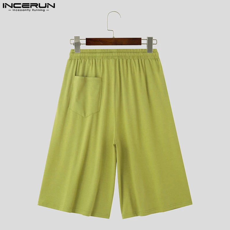 2024 Men Shorts Solid Color Drawstring Loose Summer Casual Male Wide Leg Shorts Streetwear Fashion Men\'s Bottoms S-5XL INCERUN