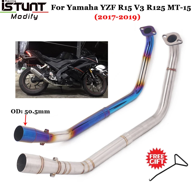 For Yamaha MT15 YZF R15 V3 2017 2018 2019 Motorcycle Exhaust Systems Modify Slip On Connection 51mm Escape Front Mid Link Pipe