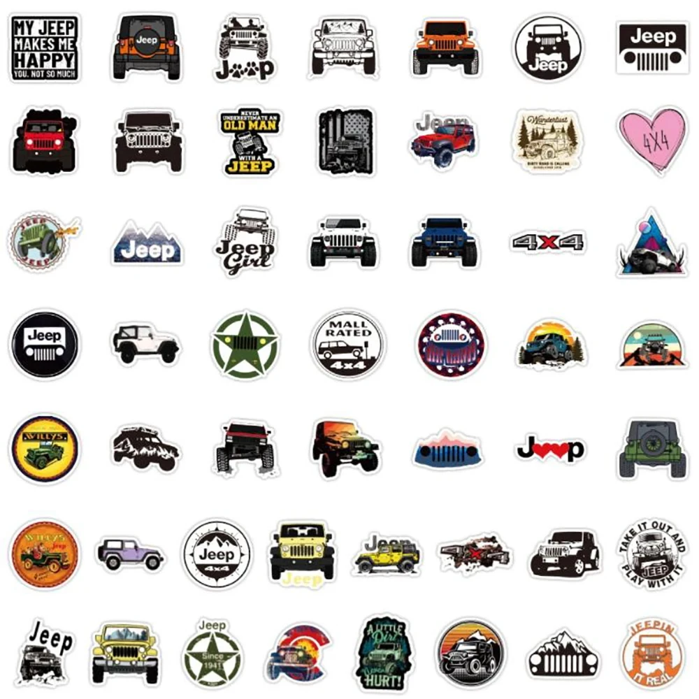 10/30/50PCS Cool Jeep Car Graffiti Stickers Car Motorcycle Travel Luggage Phone Guitar Laptop Classic Toy Waterproof Kid Sticker