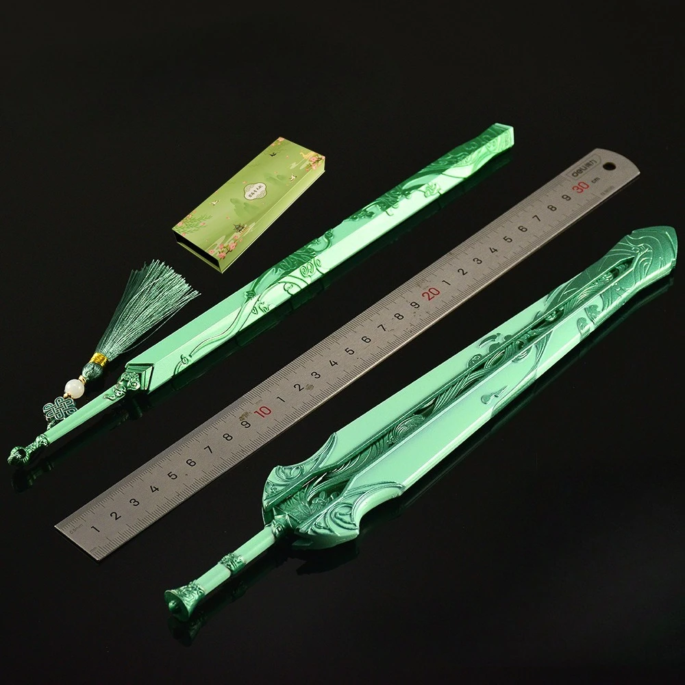 Periferiche di gioco da 30 cm Cielo blu Spada Armi artigianali in metallo Modello Confezione regalo Ornamenti da scrivania da collezione Regali creativi per il giocattolo del ragazzo