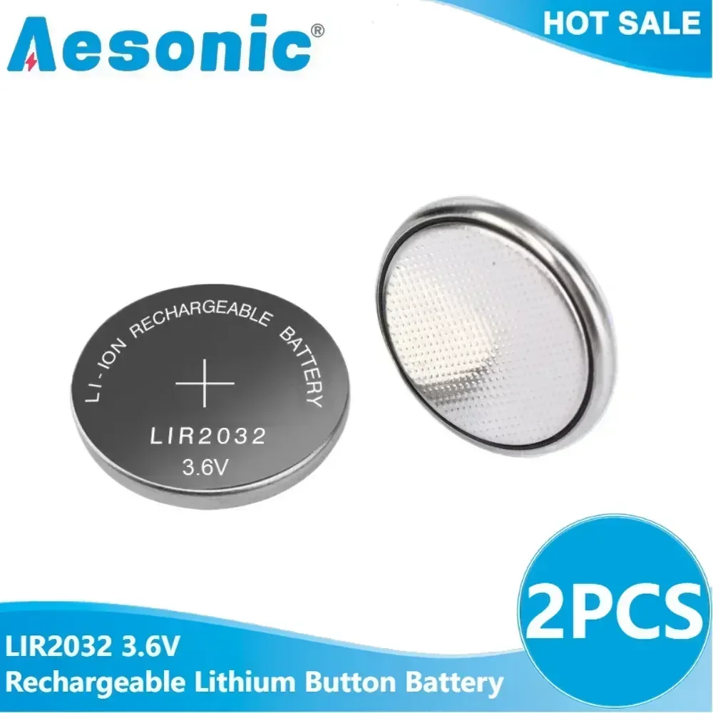 2PCS LIR2032 Rechargeable Lithium Button Battery LIR 2032 3.6V for Toy Car Key Scale Remote Control Coin Cells CR2032 ML2032