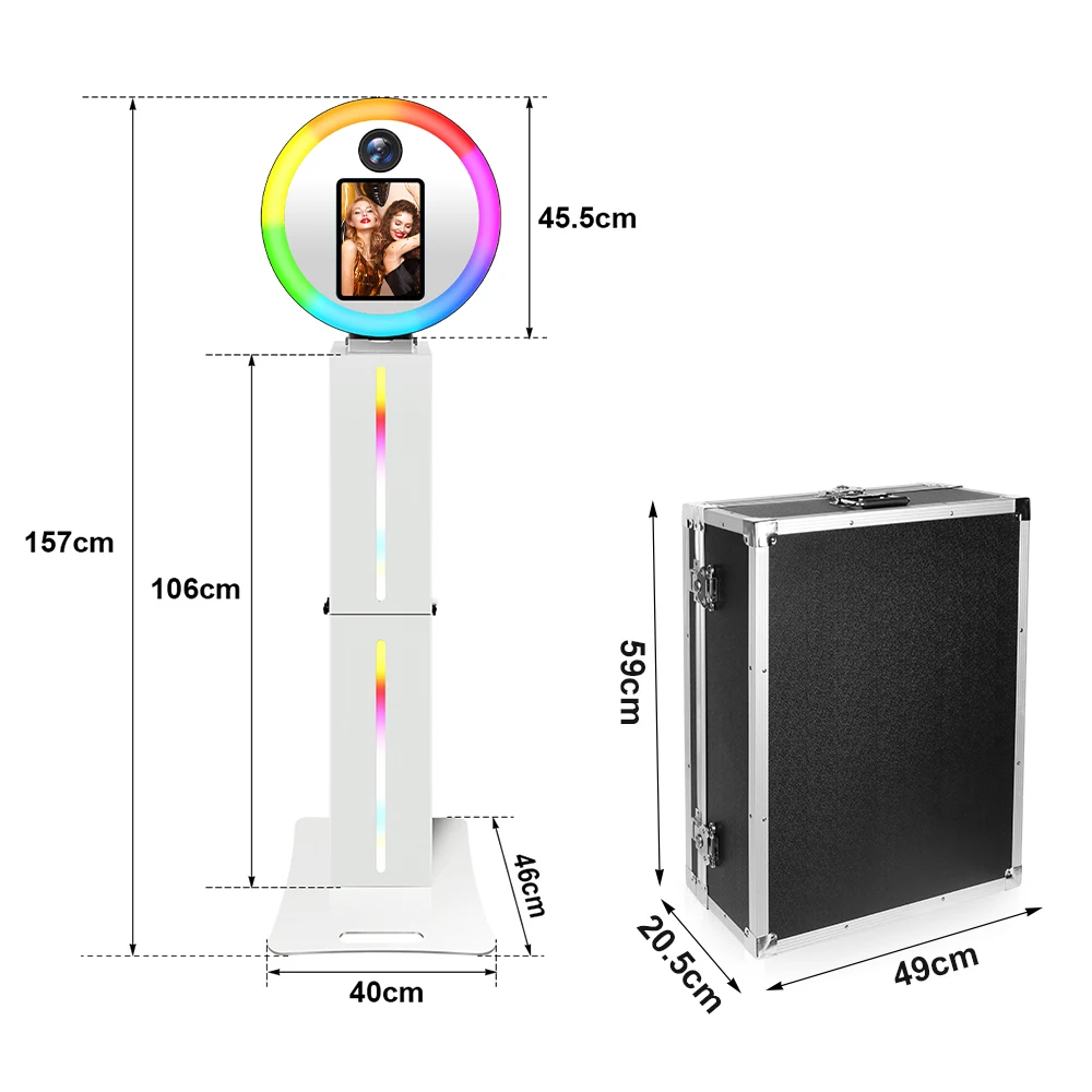 DSLR Photo Booth Machines Suitable for Canon Nikon Photo Booth for Business Weddings Photobooth Machine with RGB Ring Lights view 5