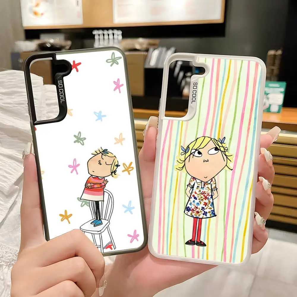 Charlie And Lola Anime Phone Case For Samsung A57 A37 A17 A15 A35 A33 A34 A51 A52 A53 A05 Silver White Mobile Case