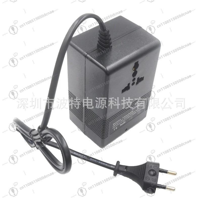 200W Step Down Voltage Converter 220V to 110V Universal Socket European Plug for Travel Appliances