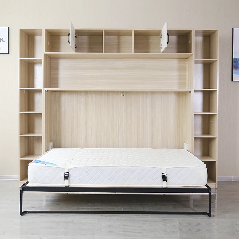 Household small apartment invisible bed wardrobe integrated rollover bed bedroom study multi-functional wardrobe wall bed