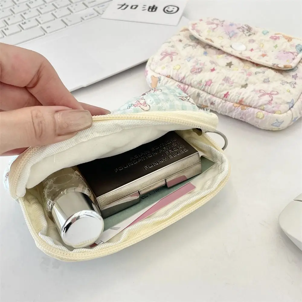 Cartoon Printing Mini Canvas Coin Purse Korean Style Multifuctional Cute Wallet Jewelry Packing Bag Card Holder