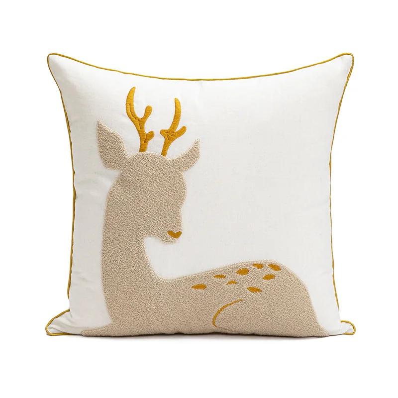

New Golden Christmas Cushion Cover New Year Festival Christmas Embroidered Pillowcase Nordic Luxury Decorative Cushions for Sofa