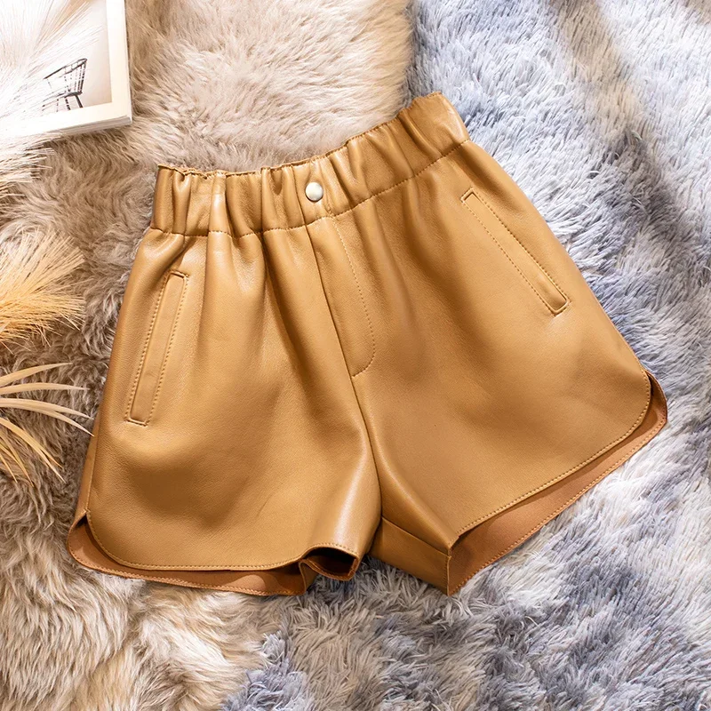 Real Leather Short for Women 2024 High Waist Shorts Women's Clothing Genuine Leather Shorts Korean Fashion Black Short Hot Sale