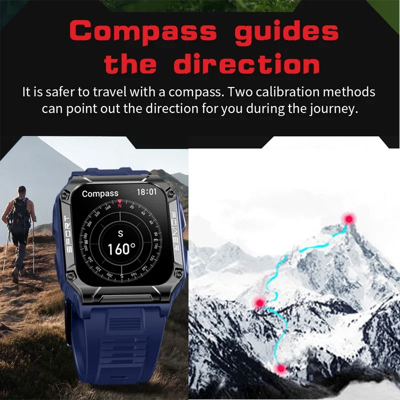 البوصلة ساعة ذكية الرجال بلوتوث دعوة جهاز تعقب للياقة البدنية IP68 مقاوم للماء ساعة ذكية لنظام أندرويد iOS السنة الجديدة/هدايا عيد الحب