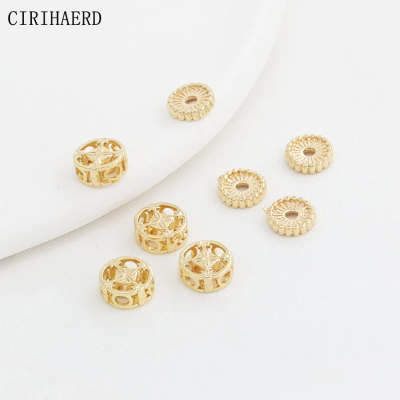 

5PCS Spacer Piece Jewelry Bead 14K Gold Plated Brass Metal Beads For Jewellery Making Materials Diy Accessories Bracelets Beads