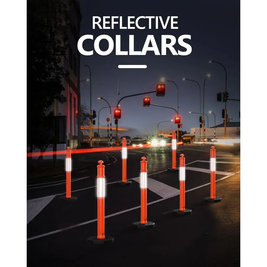 45 عمود Delineator مع قاعدة، مخاريط Delineator المرورية البرتقالية مع طوق عاكس لممارسة القيادة، أعمال البناء 3 P