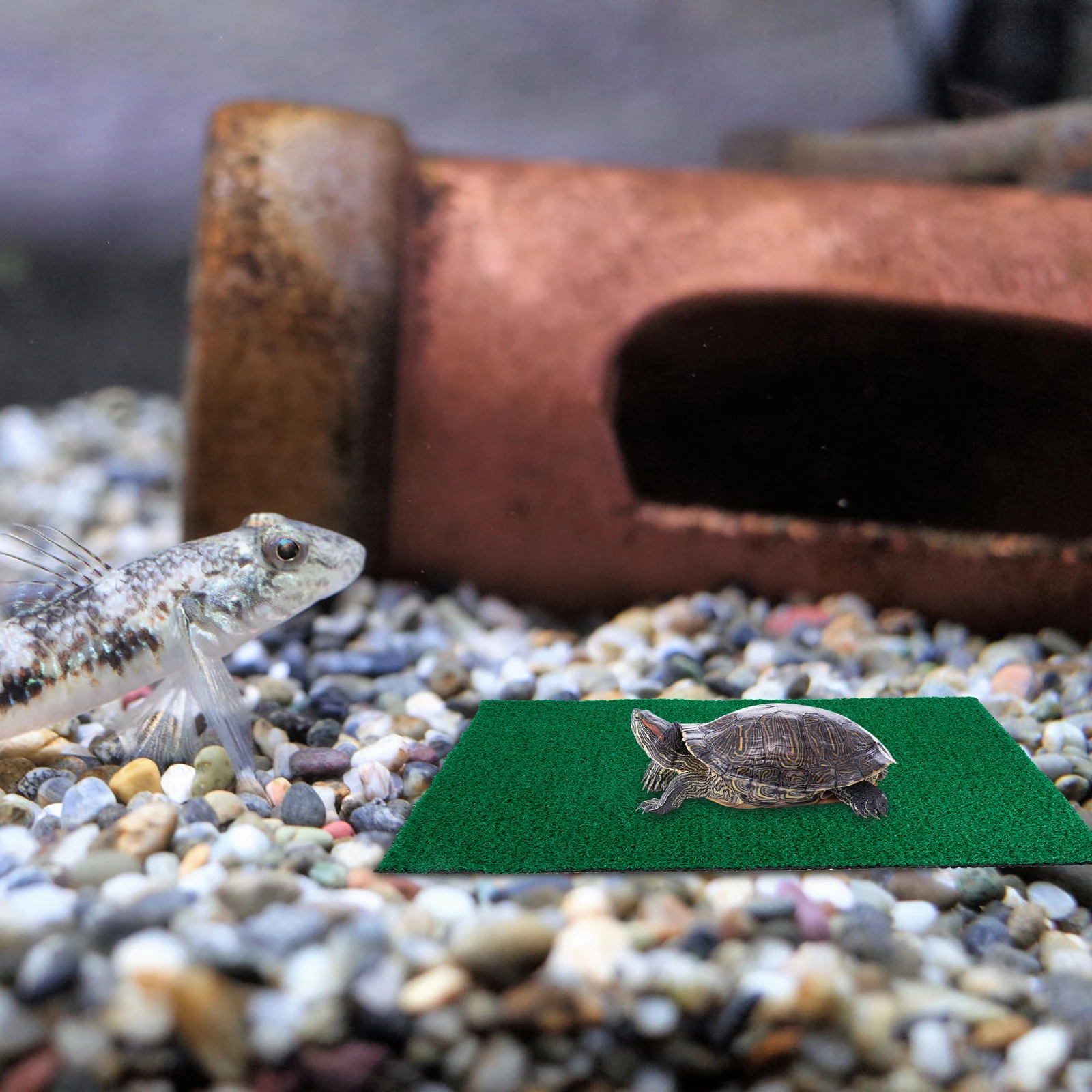 

Artificial Turf Mat Reptile Accessories Decorate Turtle Tank Decorations Carpet Dark Green Grass Fish