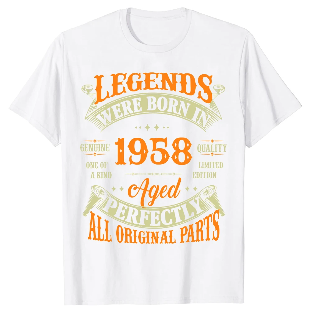 66th Birthday Vintage Legends Born in 1958 66 Years Old T Shirts Graphic Cotton Streetwear Short Sleeve Summer T-shirt Men