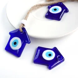 Unique House Shaped Blue Eye Pendant Devil Eye Wall Decoration Greek Turkish Style Blue Glass Pendant for Good Luck Amulet Gift