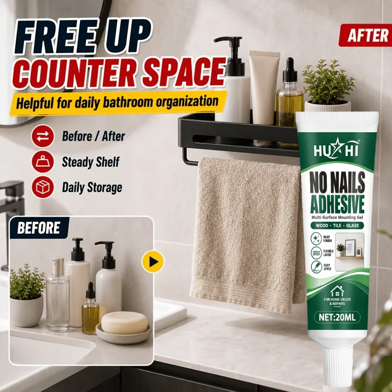Heavy Duty No Nails Glue No Drilling Damage Free Wall Mount Waterproof Kitchen Bath RV Metal Plastic Glass Wood Home