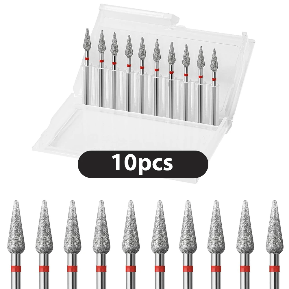 10 pièces diamant cuticule propre ongles forets ensemble, sécurité professionnelle rotatif carbure sous nettoyant pour ongles russe manucure foret à ongles