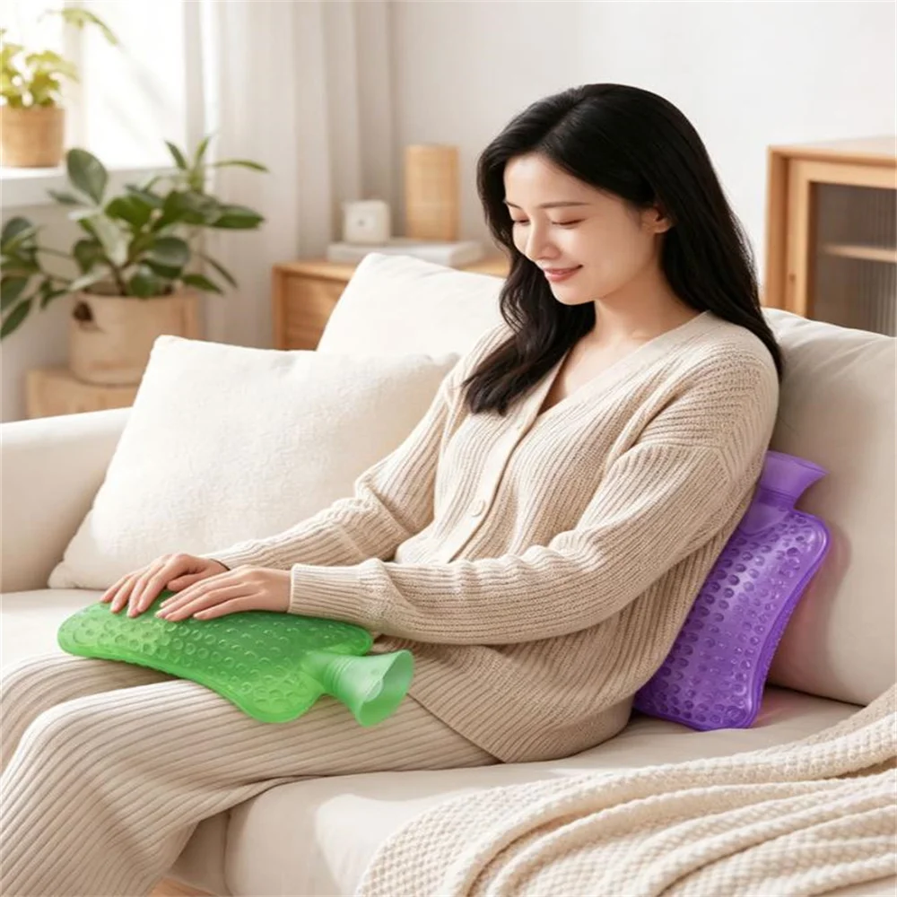 2000ml Pillow shaped Massage Convex Point Warm Water Bag Water Injection Hot Water Bag Hot compress For Neck Protection