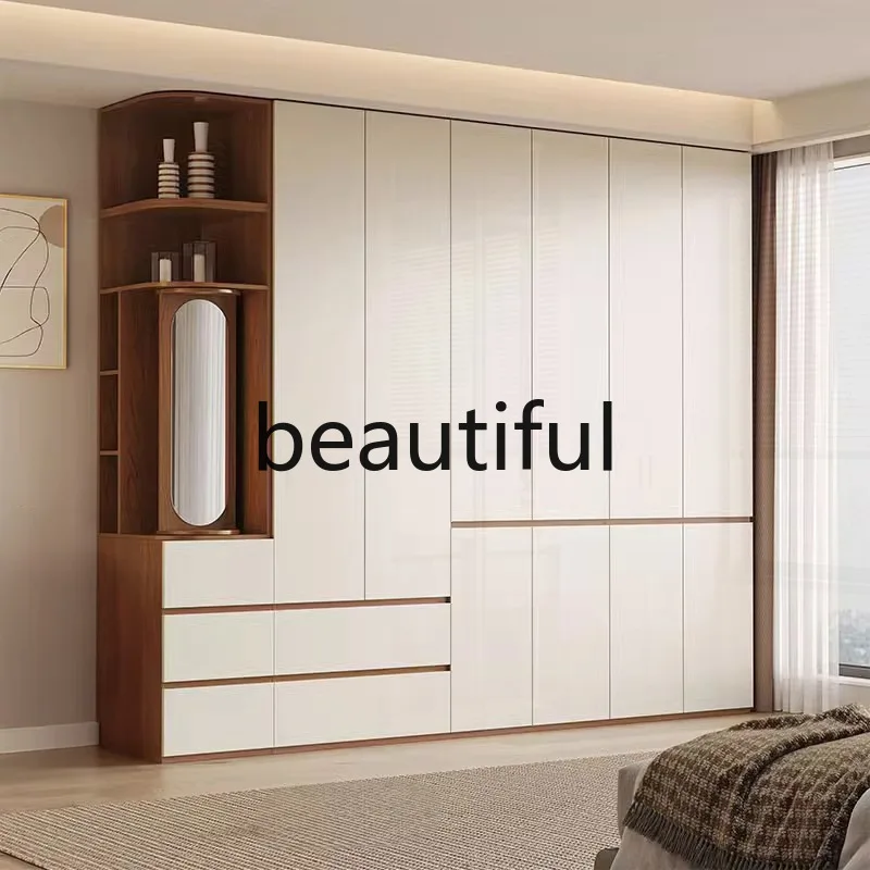 

Solid wood European pine board wardrobe household bedroom swing door locker wabi sandy wind wardrobe storage