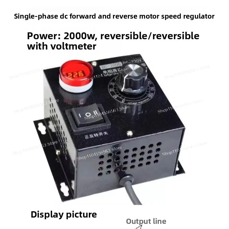 220V 2000W High-Power DC Motor Speed Controller, Digital Display Voltmeter, Forward & Reverse Rotation Adjustable Regulator