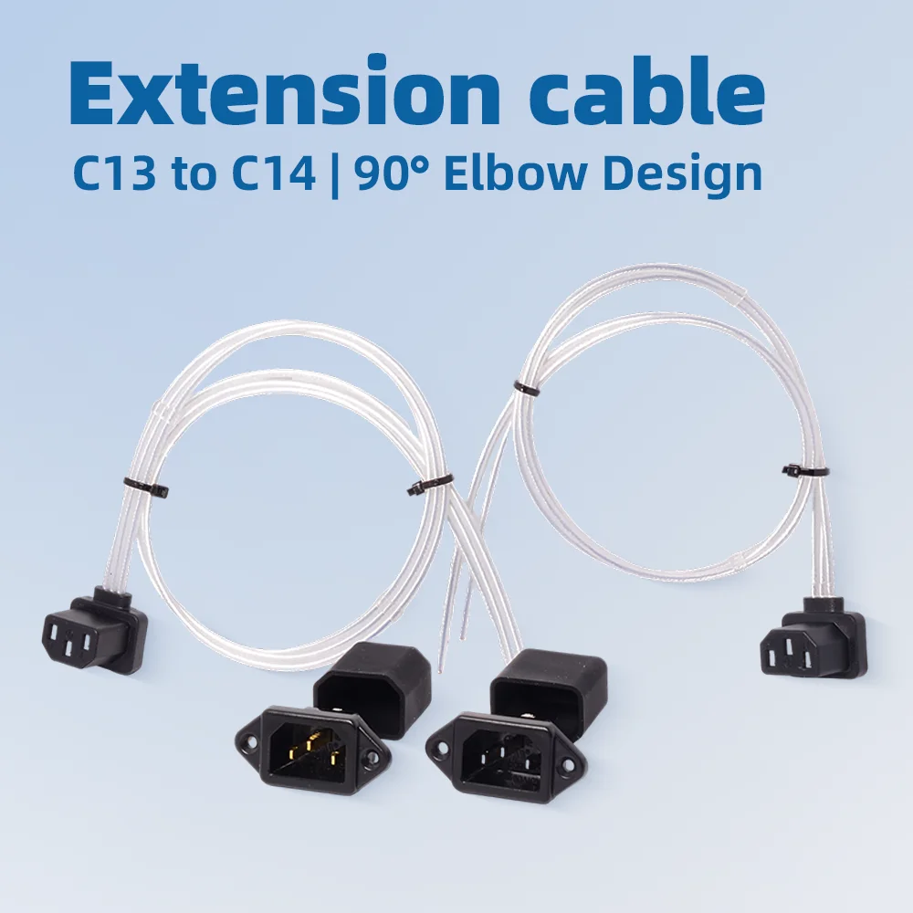 2025 NEW C13 To C14 Power Cord Extension Cable Computer 90 Degree Elbow Three-hole Ultra-thin Male To Female Plug