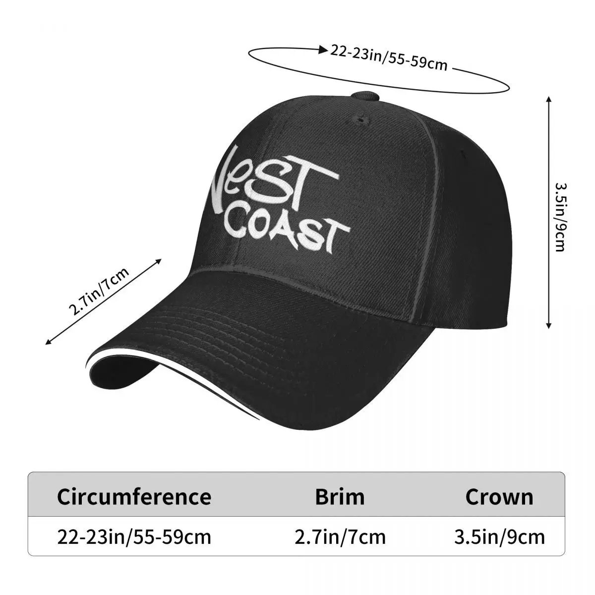 Casquette de Baseball avec Logo West Coast pour Homme, Chapeau de dehors, 3682