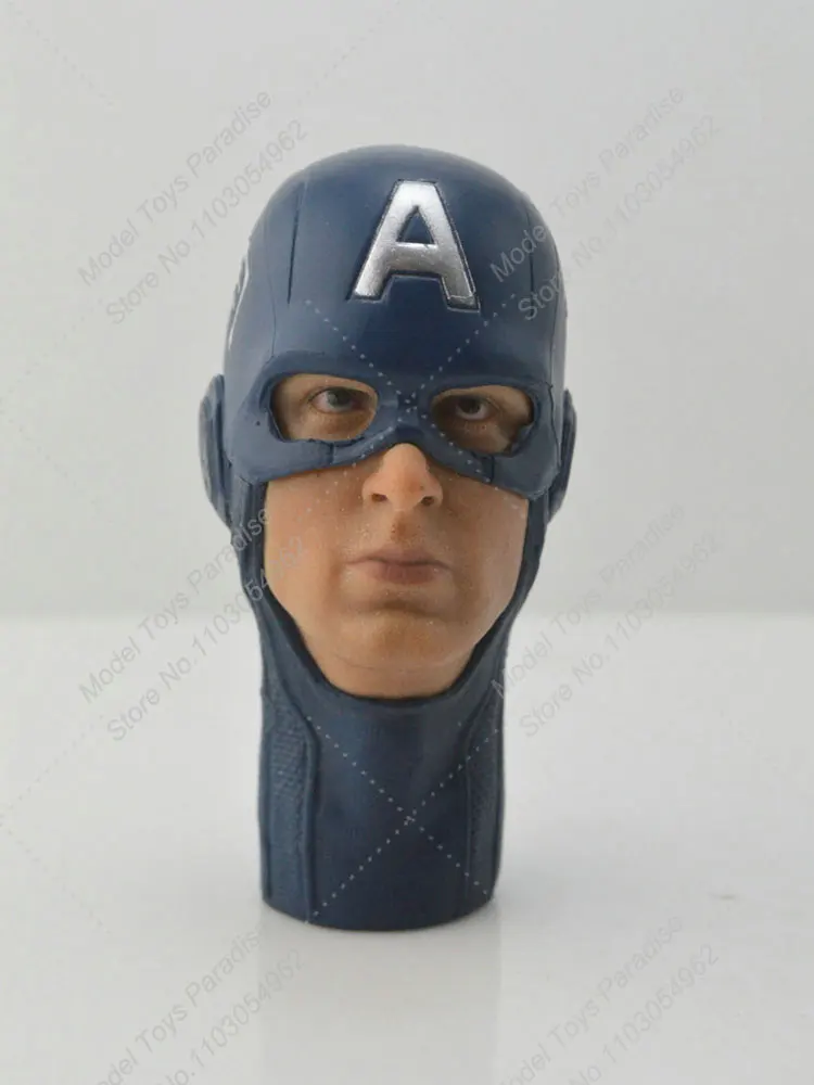 1/6 Men Soldier Captain America Helmet Head Sculpt Marvel's The Avengers Warrior Shield Fit 12inch Action Figure Body