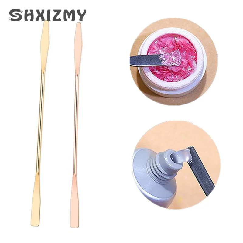 Nail Art Eye Shadow Cream Stirring Rod Stainless Metal Gel Stirring Tool Spatula Pin Nail Accesories And Pigments Mixing Tools