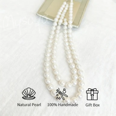 

MYSOYA 7-8 мм белое ожерелье из пресноводного жемчуга АК, подарочная коробка разных размеров, идеальный подарок на свадьбу, день рождения, Рождество, Новый год