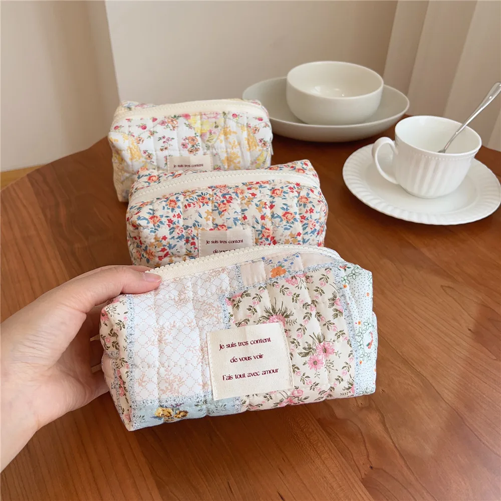 New Floral Cute Cosmetic Bags Makeup Brush Storage Bag Brushes Makeup Organizer Large Capacity Pencil Case Stationery Bags