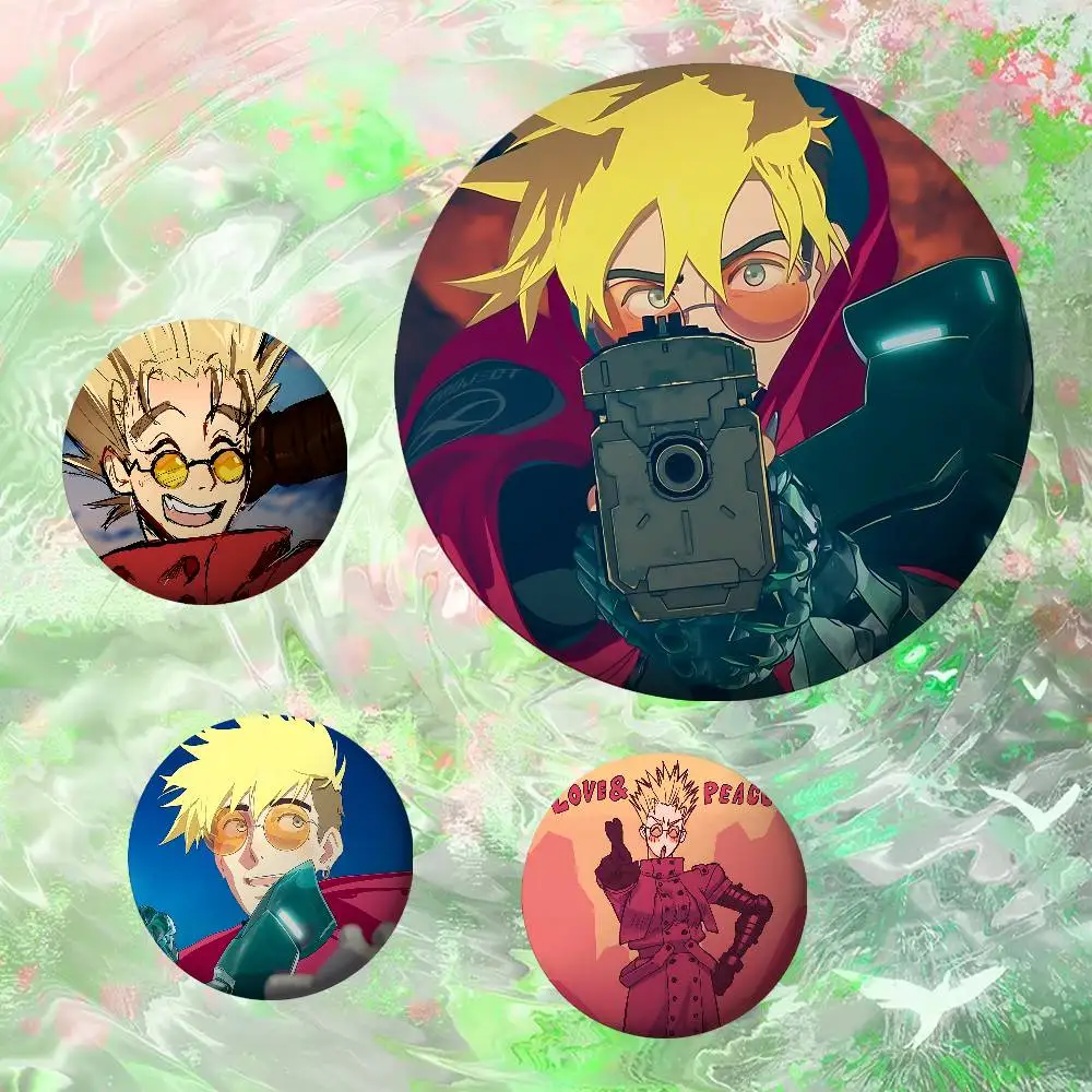 Anime Cartoon Trigun Stampede Badges Peripheral Lapel Pins Tinplate Round Brooch For Shoulder Bag Accessories Souvenir Gifts