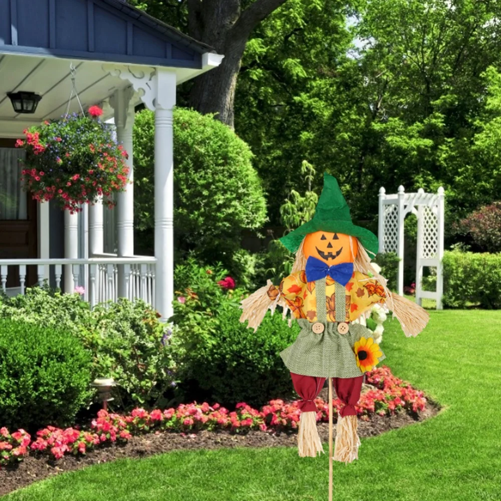 Harvest Scarecrow Durable Straw Doll Fall Autumn Standing Scarecrow for Festival Scarecrow Thanksgiving Halloween Decorations