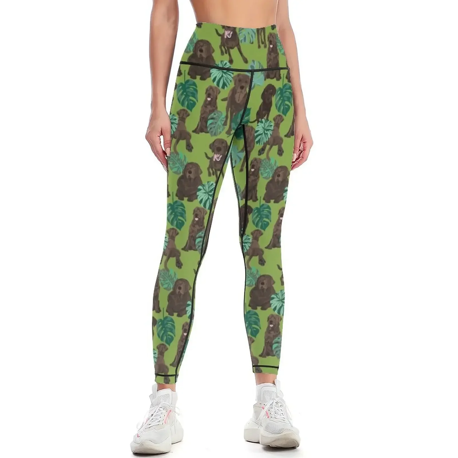 

chocolate Labrador tropical Leggings gym's clothing flared Women sports for girls Womens Leggings