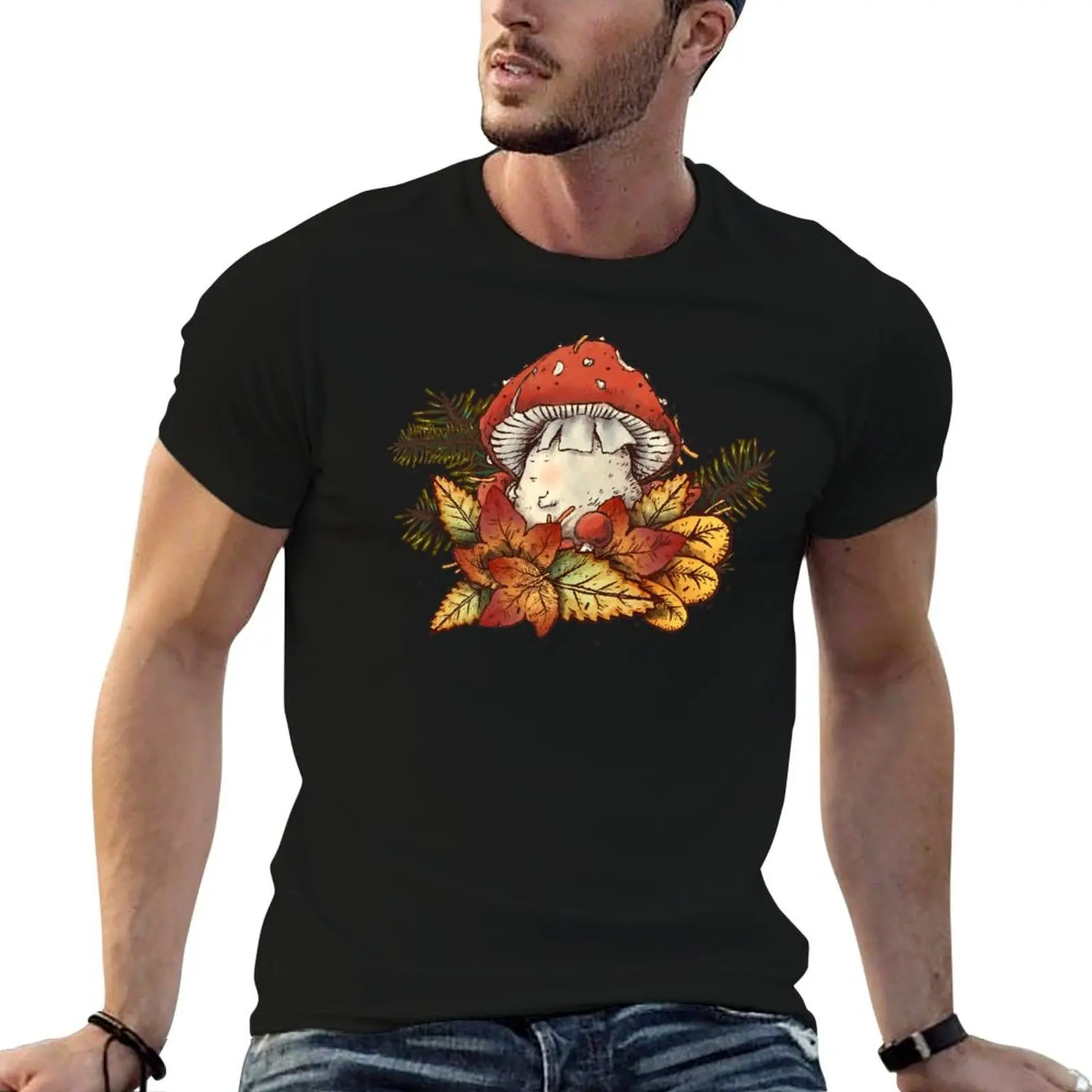 Mushroom in autumn T-Shirt cute clothes Aesthetic clothing mens t shirt