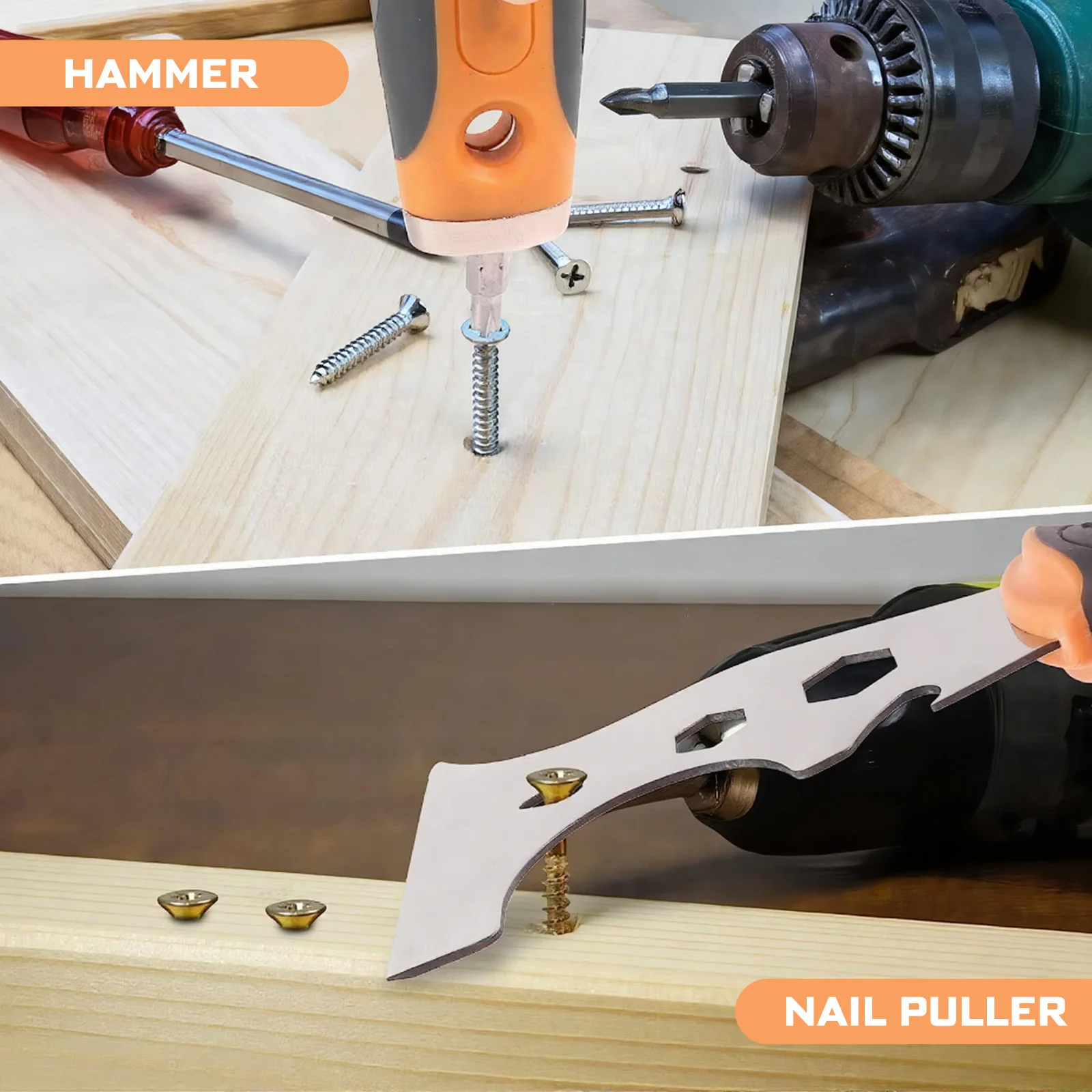 Geinxurn 19-in-1 Multi-Function Scraper,Magnetic S2 Steel Bits and Impact SAE Nut Driver Bits Set for Home Repair & DIY Projects