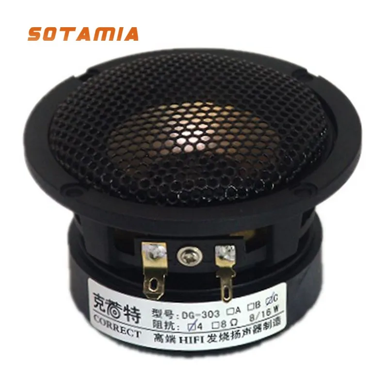 

SOTAMIA 1 шт. 3-дюймовый полнодиапазонный динамик HIFI 4/8 Ом 8 Вт-16 Вт, литая алюминиевая рама для раковины, резиновый край, слюдяная раковина, Bluetooth-динамик
