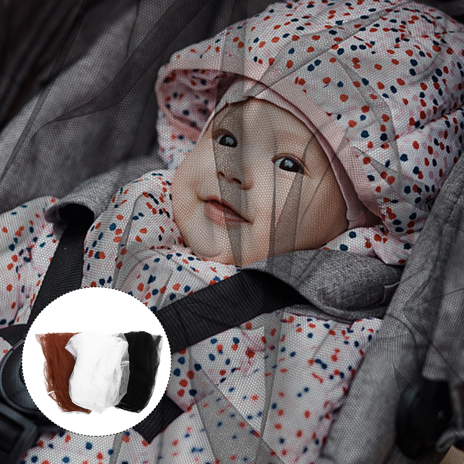 

3Pcs Baby Stroller Mosquito Net Encrypted Honeycomb Mesh Full Cover Stretchable Universal Stroller Mesh Netting Protection
