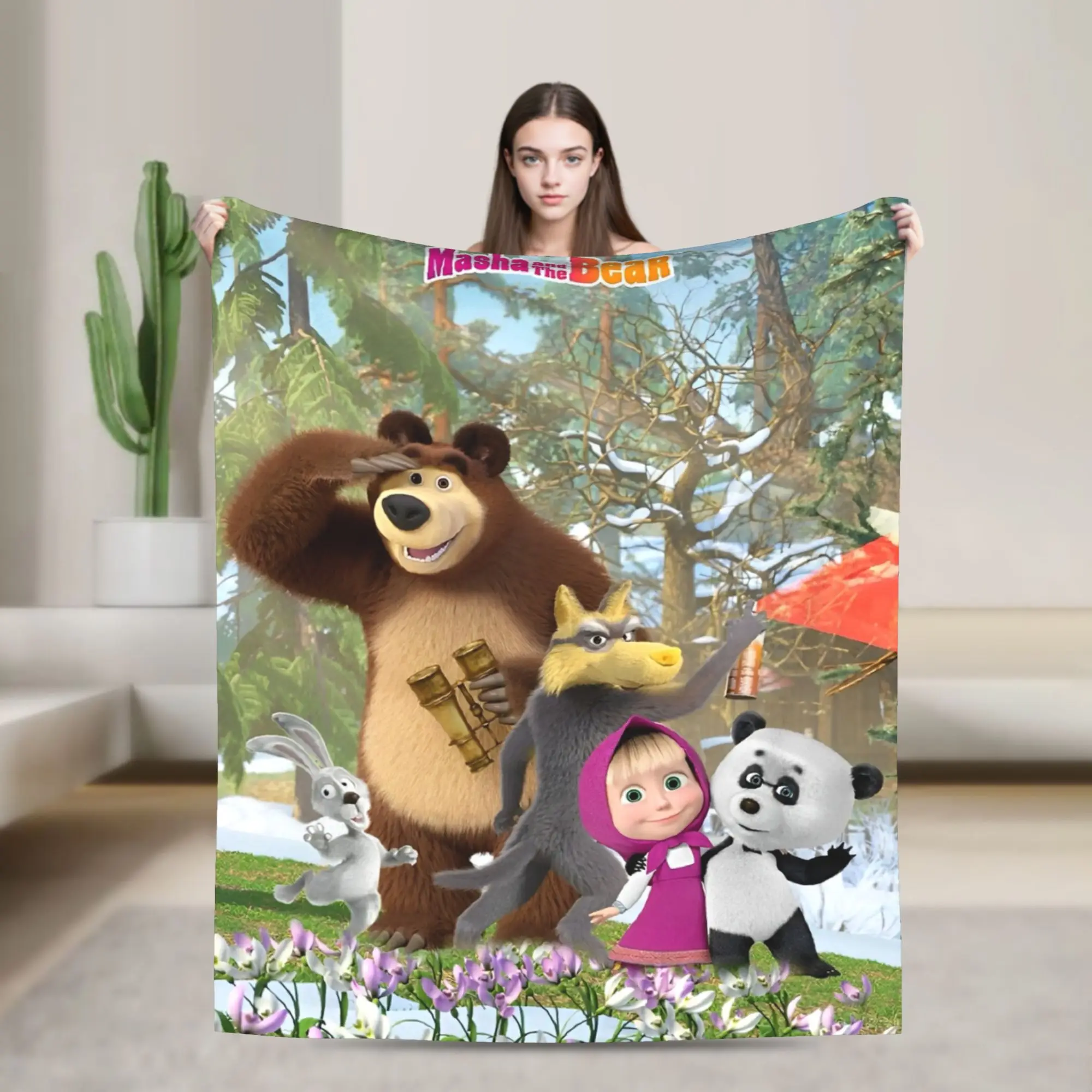 

M-Mashas and B-Bears Blanket Multi-size Soft and Lightweight Throw Blankets for Couch Sofa and Bed