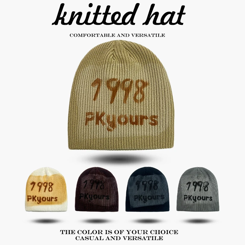 

Warm Personal Fashion Street Beanies Hip-hop Versatile Outdoor ins New Men Women Bandhnu Jacquard Number Letters Knitted Hats