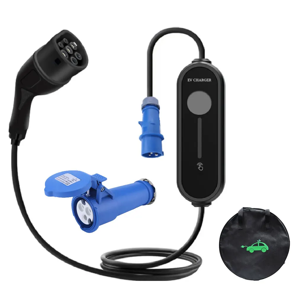 

EU New Energy Electric 32A Car Charger Home Use Electric Vehicle Charging Pile 7Kw Screen Portable Ac Ev Charging Gun
