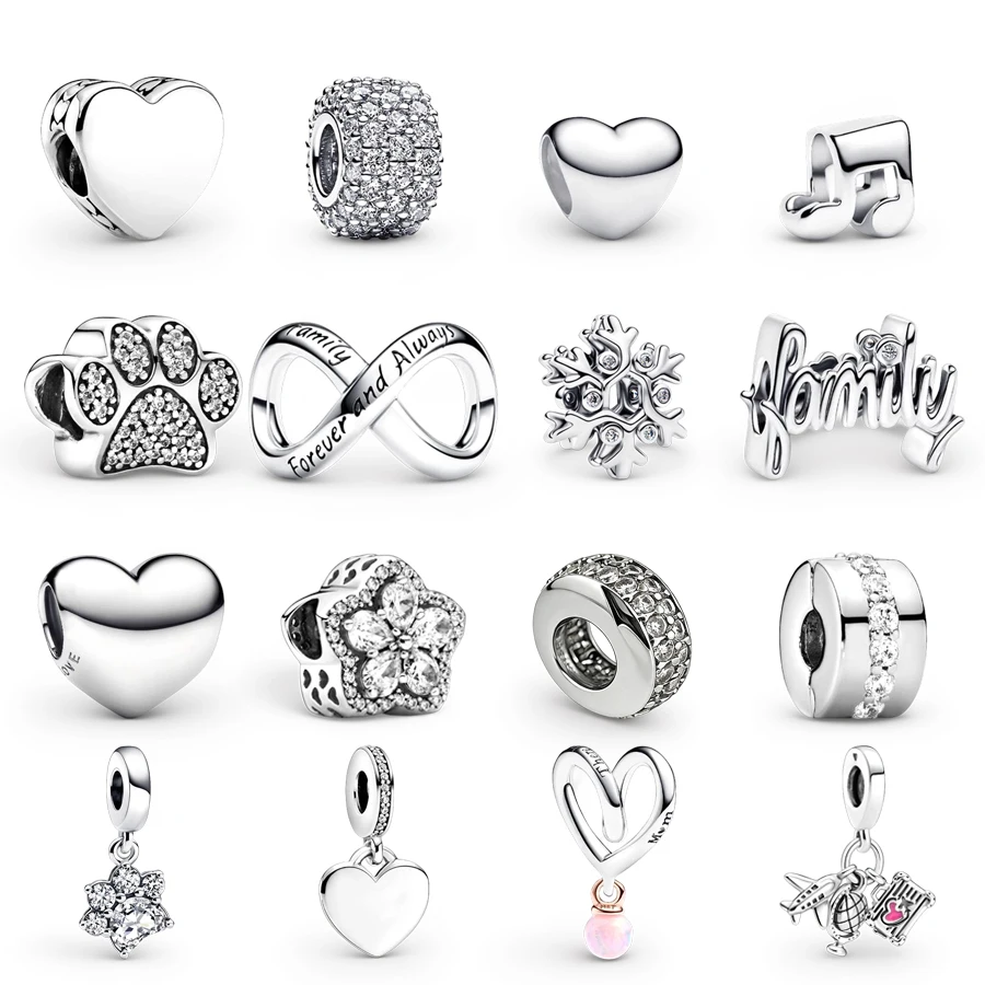 

2026 Hot Sale Charms DIY Jewelry Gift Music Note Mini Pet Paw Print Handwritten Family Hearts Beads Fit Original Snake Bracelets