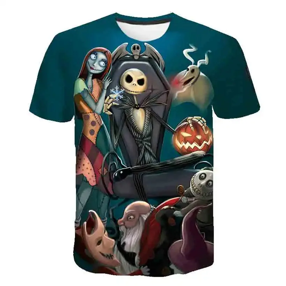 Halloween Disney T-Shirts The Nightmare Before Christmas Jack Skellington 3D Print Men Women Fashion T Shirt Kids Boys Tees Tops