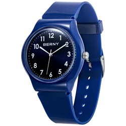BERNY Men Quartz Watch  Japan Miyota 2035 Easy Read Silicone Bracelet Swiss Style  3ATM Water Resistant Sport Wristwatch