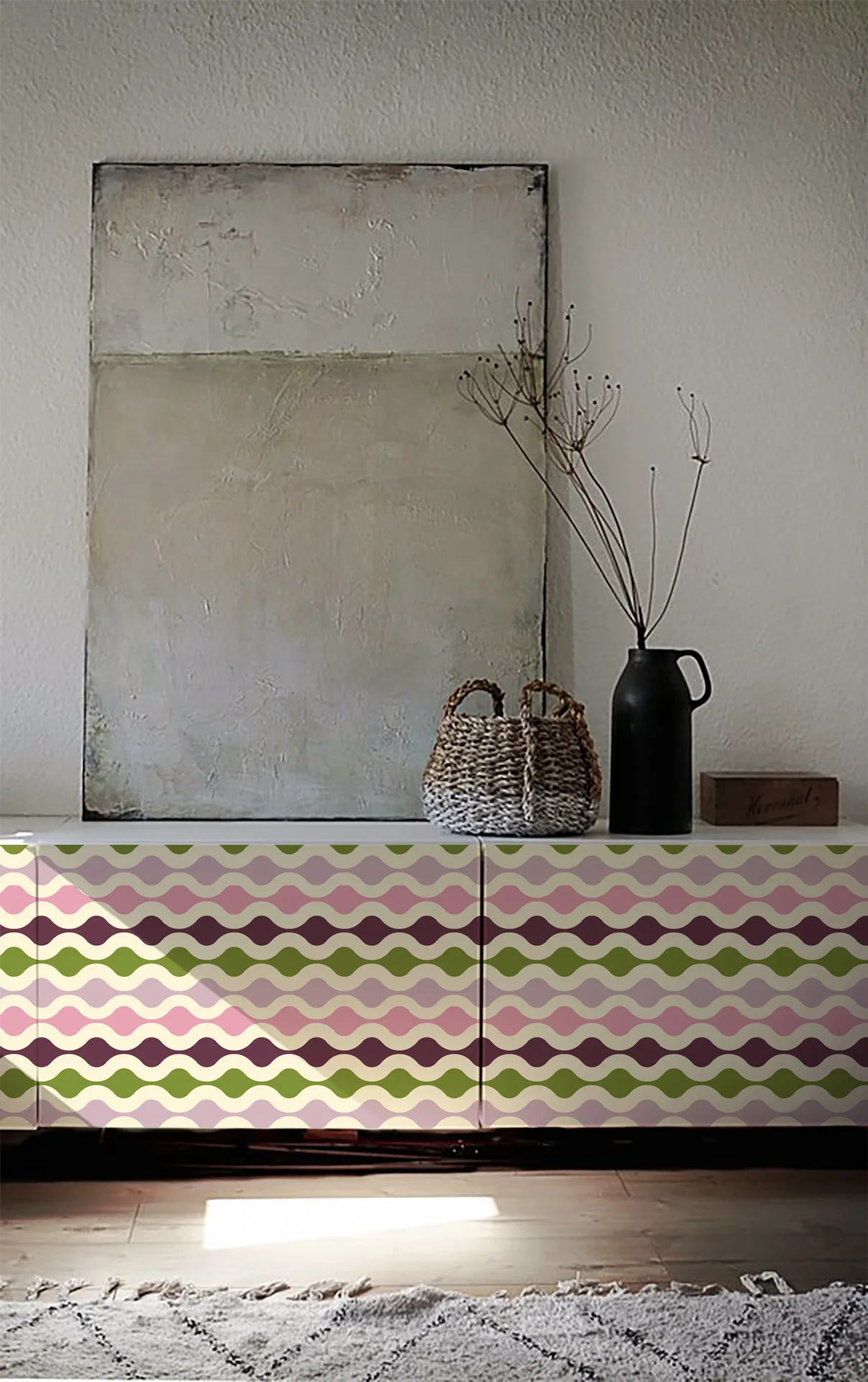 ورق حائط هندسي PVC قابل للإزالة مقاوم للماء من الفينيل لتزيين الغرفة ورق حائط مخطط لتزيين الأثاث المنزلي