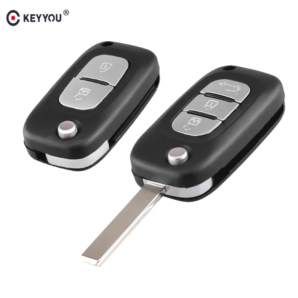 KEYYOU 2/3 Nút Điều Khiển Từ Xa Lật Chìa Khóa Xe Ô Tô Vỏ Ốp Lưng Fob Dành Cho Renault Clio Megane Kangoo 2 Modus HU83 Lưỡi Dao phụ Kiện Xe Hơi