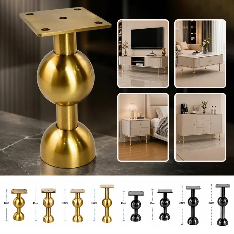4Pcs/set Ball‑Shaped Stainless Steel Furniture Leg Heavy Duty Support Feet for Sofa TV Stand Bed Coffee Table Bathroom Cabinet